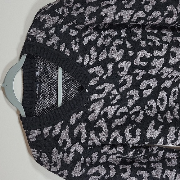 Nina Leonard Womens V Neck Pullover Sweater Ribbed Cuff/Hem Black Gray Large - Picture 3 of 5